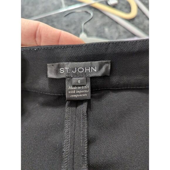 St. John Trouser Pants women's size 6 black side zipper ankle zipper skinny - Picture 6 of 9